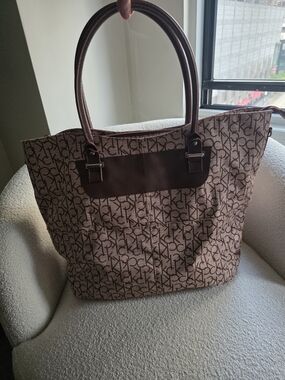 Calvin Klein Beige Brown CK Logo Tote